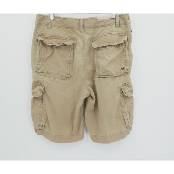 Y2K American Eagle Shorts Mens‎ 33 Khaki Distressed Cargo Utility Grunge - Picture 4 of 11